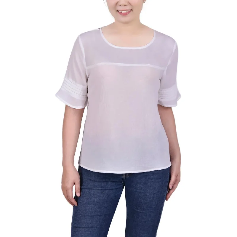 Tunic ShirtsNY Collection Womens Petites Sheer Crepe Blouse