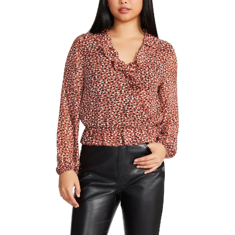 Recycled Fabric ShirtsSteve Madden Women's Ruffled Chiffon Dot Print Blouse