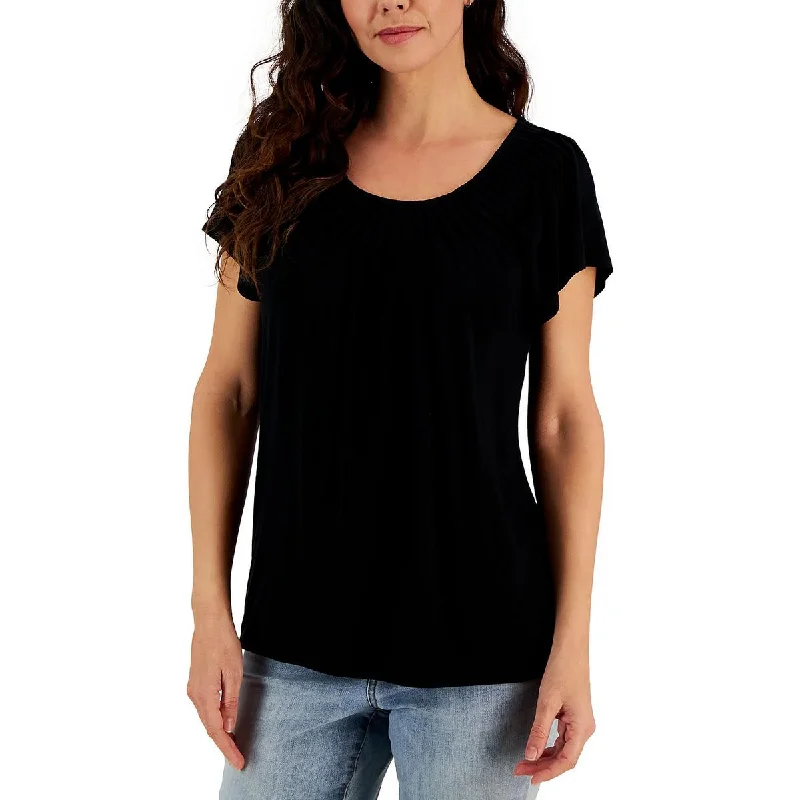 Oversized ShirtsStyle & Co. Womens Petites Scoop Neck Casual Blouse