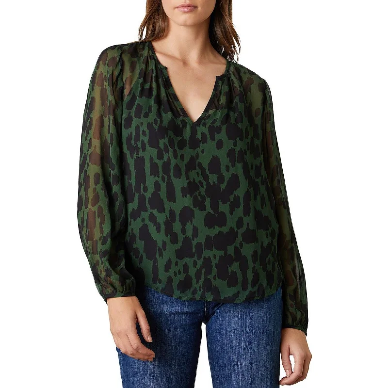 Sequined ShirtsVELVET BY GRAHAM & SPENCER Womens Edna Chiffon Boho Blouse