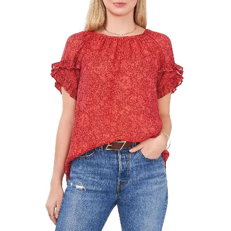 Asymmetrical ShirtsVince Camuto Womens Paisley Ruffle Sleeve Blouse