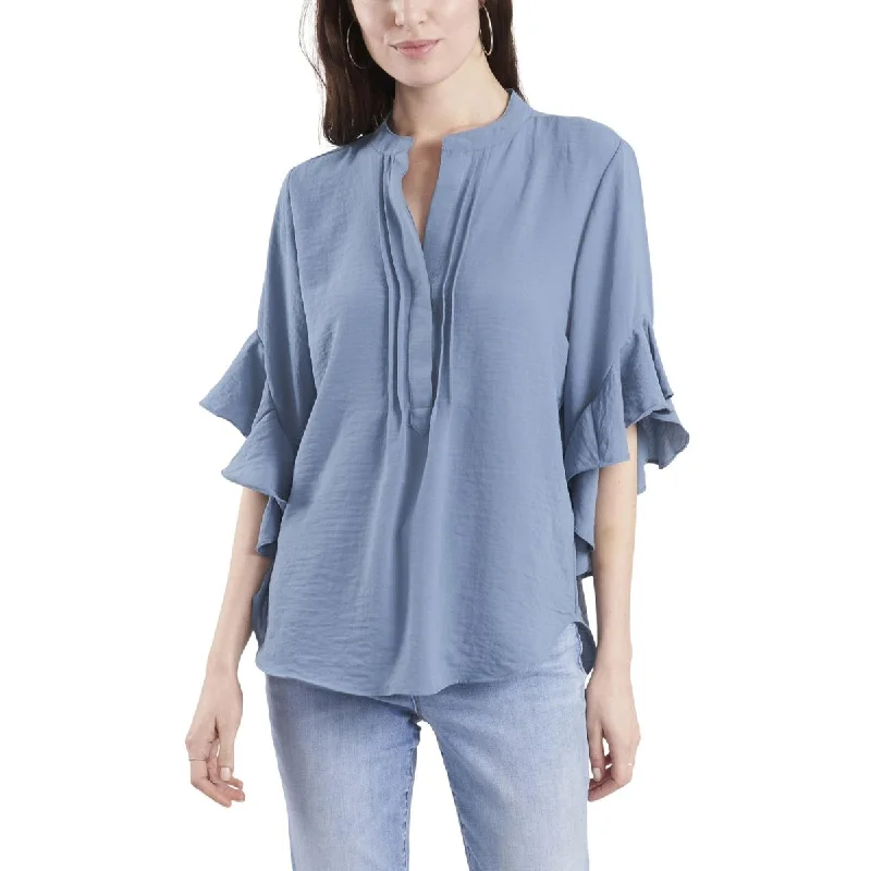 Button-Down ShirtsVince Camuto Womens Ruffle Sleeve Split Neck Blouse