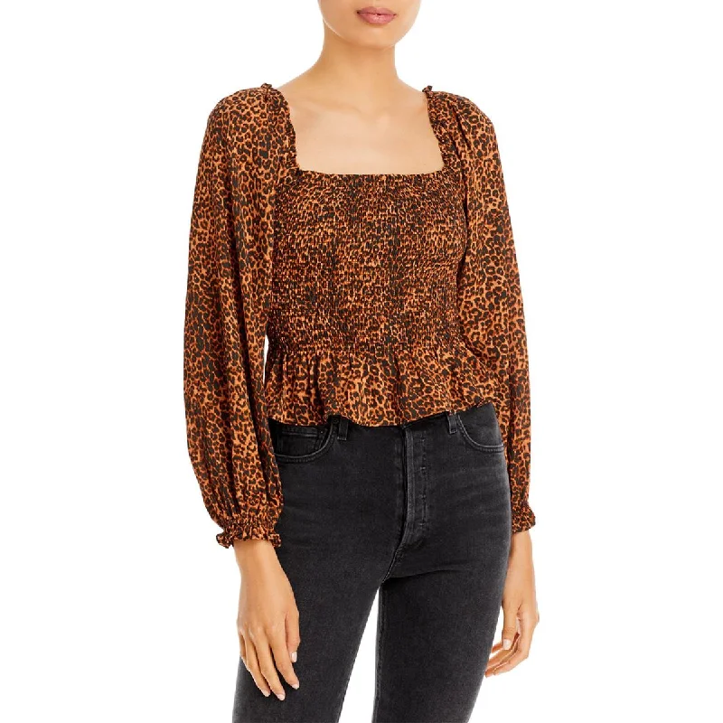 Metallic ShirtsWAYF Womens Jackie Chiffon Animal Print Blouse