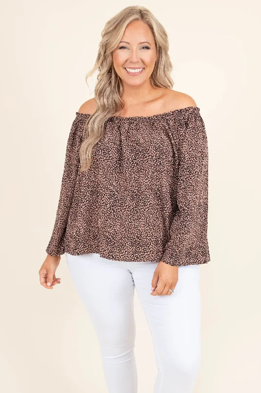 Downtown Dreams Top, BrownLoose down jacket