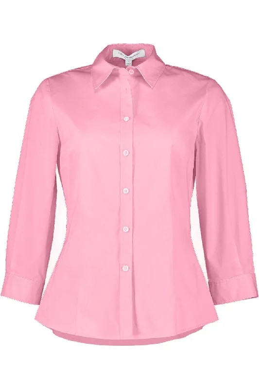 Classic 3/4 Sleeve Button Down - Candy PinkAnti-drilling down technology