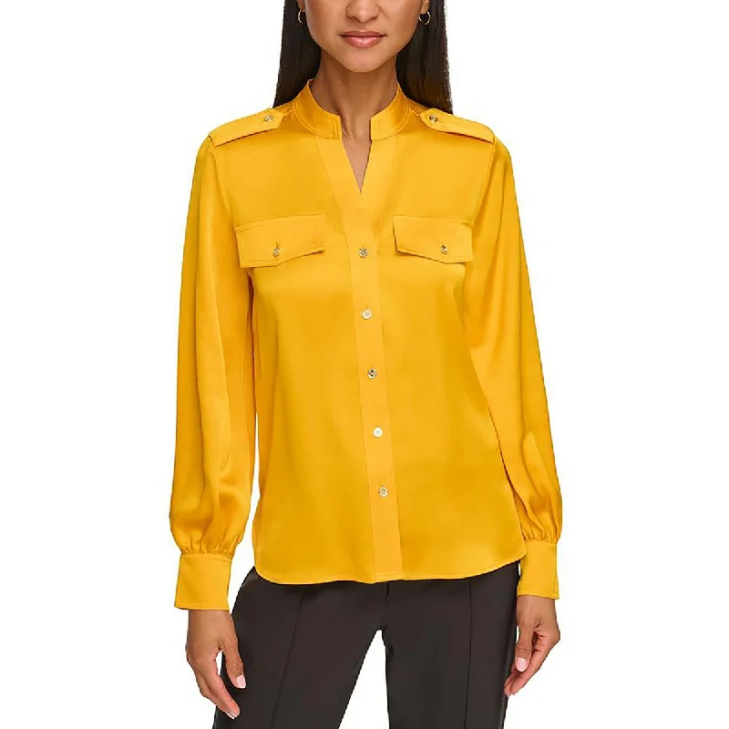 Womens Satin Utility Button-Down TopDown volume