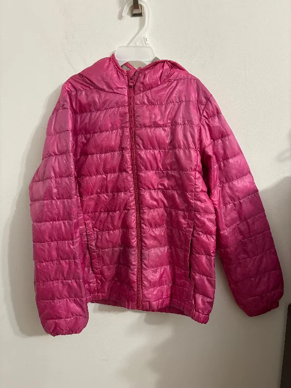 Tasseled JacketsUniqlo Pink puff jacket with hood 10-12