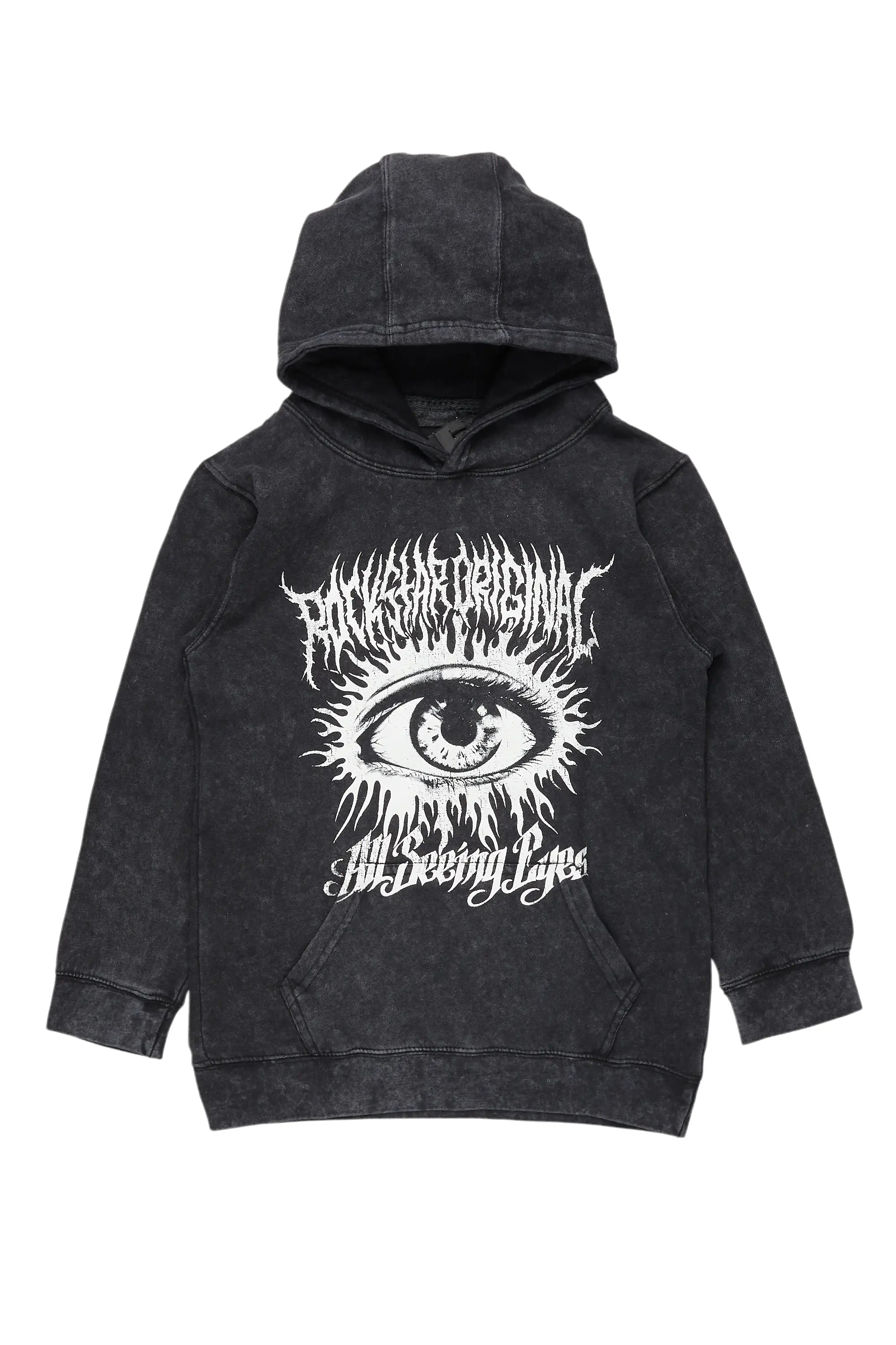 Suede JacketsBoys All Eyes Vintage Black Graphic Hoodie