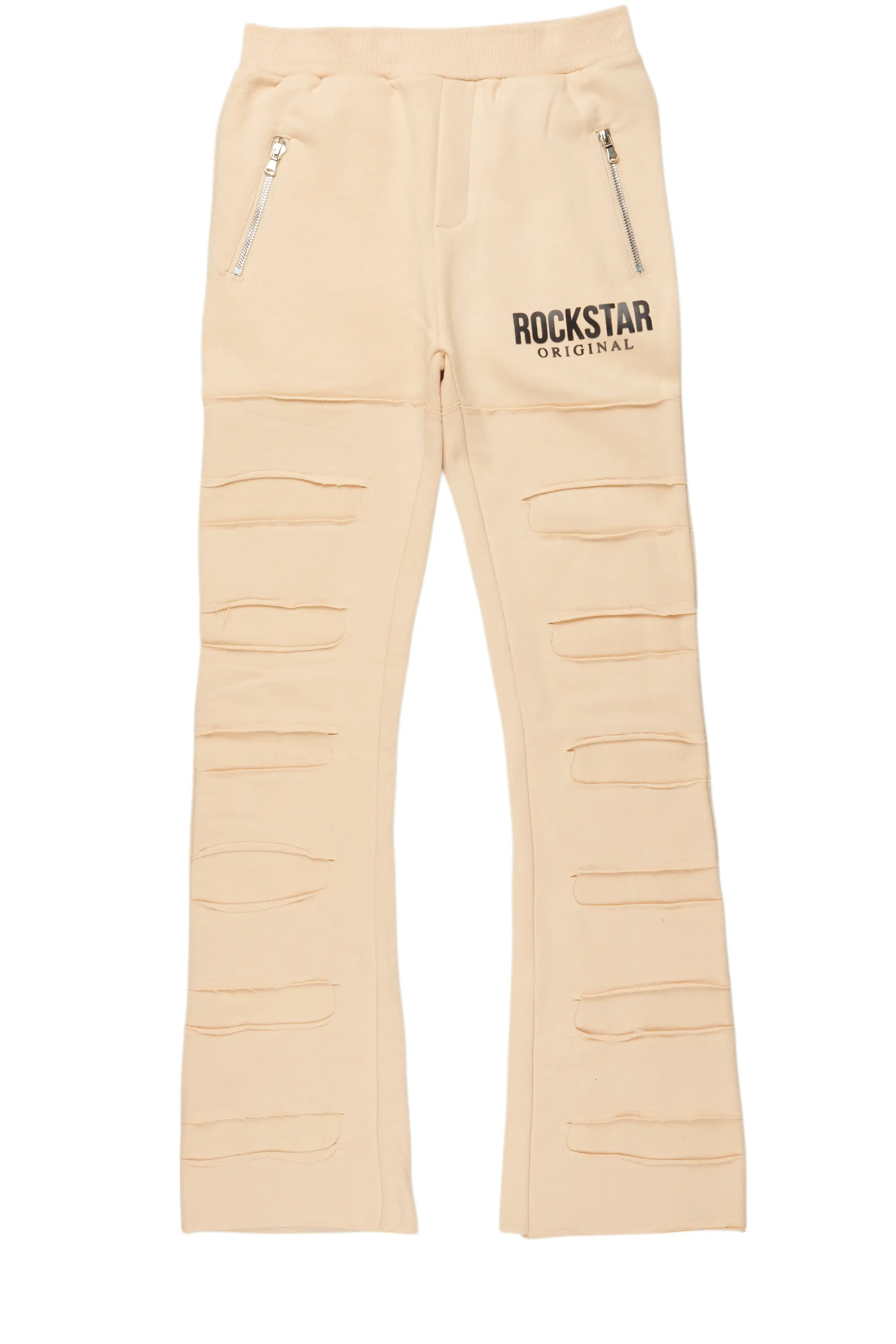 Waterproof JacketsBoys Emilio Beige Stacked Flare Track Pant