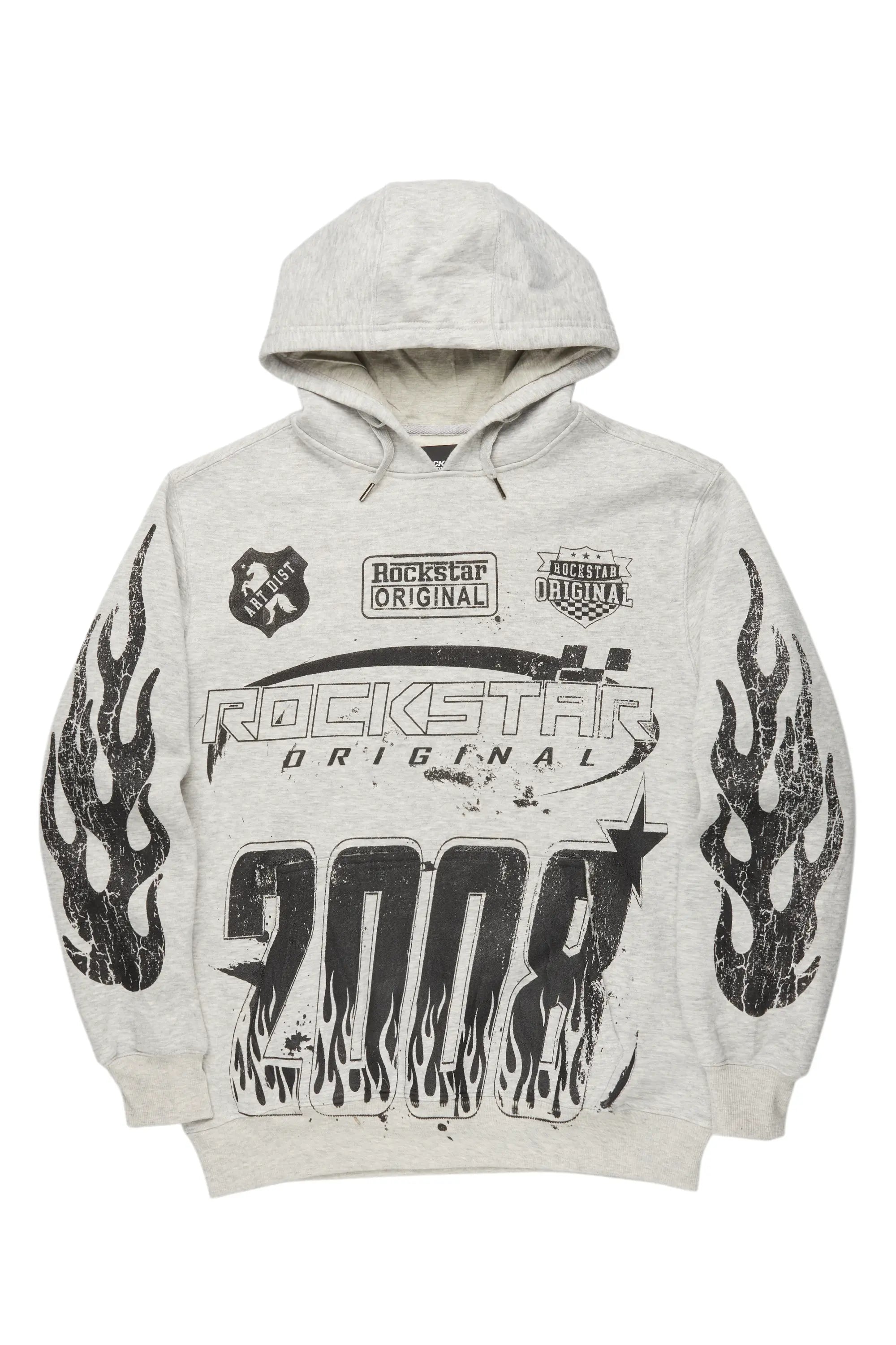 Urban JacketsAmos Heather Grey Graphic Hoodie