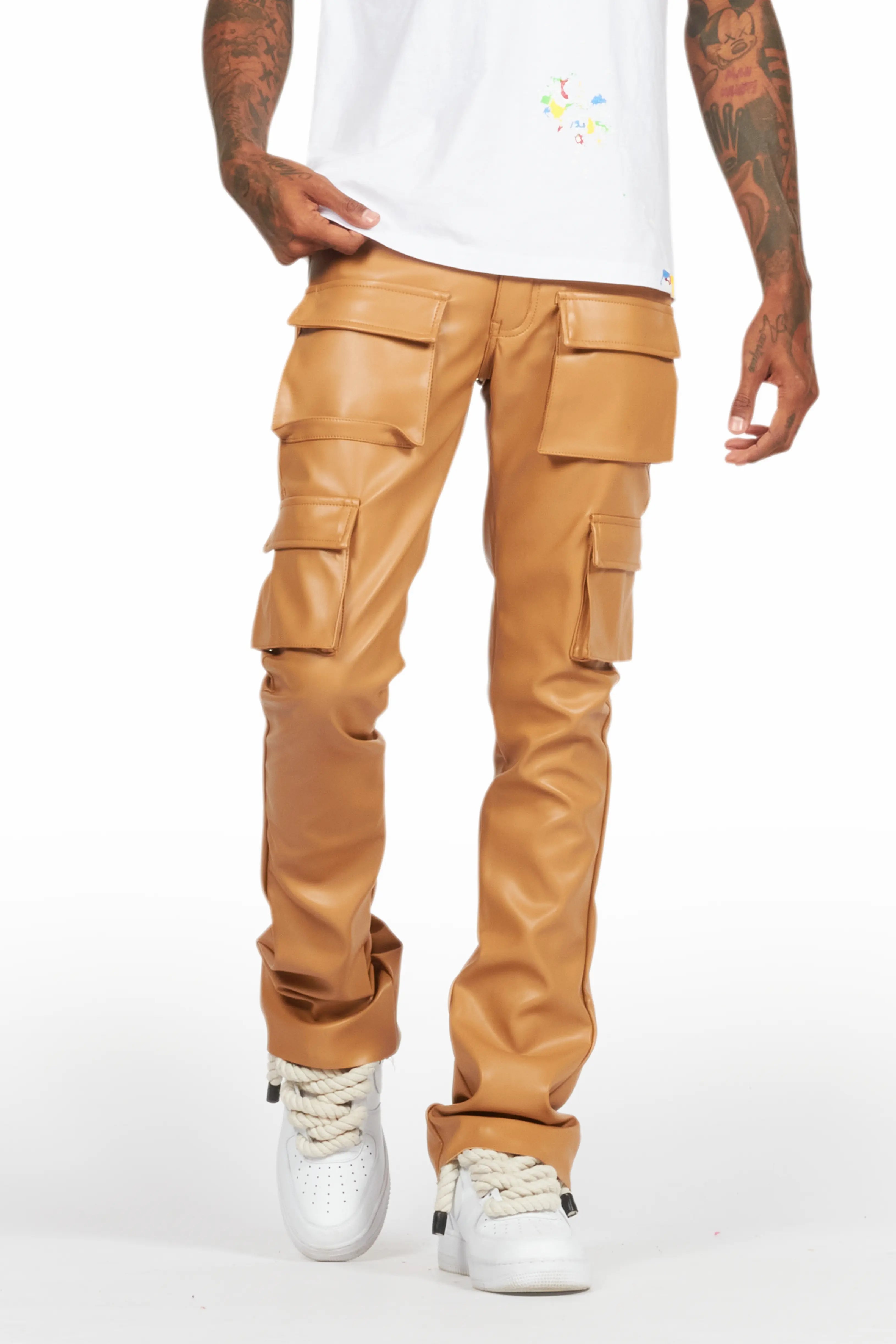 Field JacketsKhaza Beige PU Leather Jean