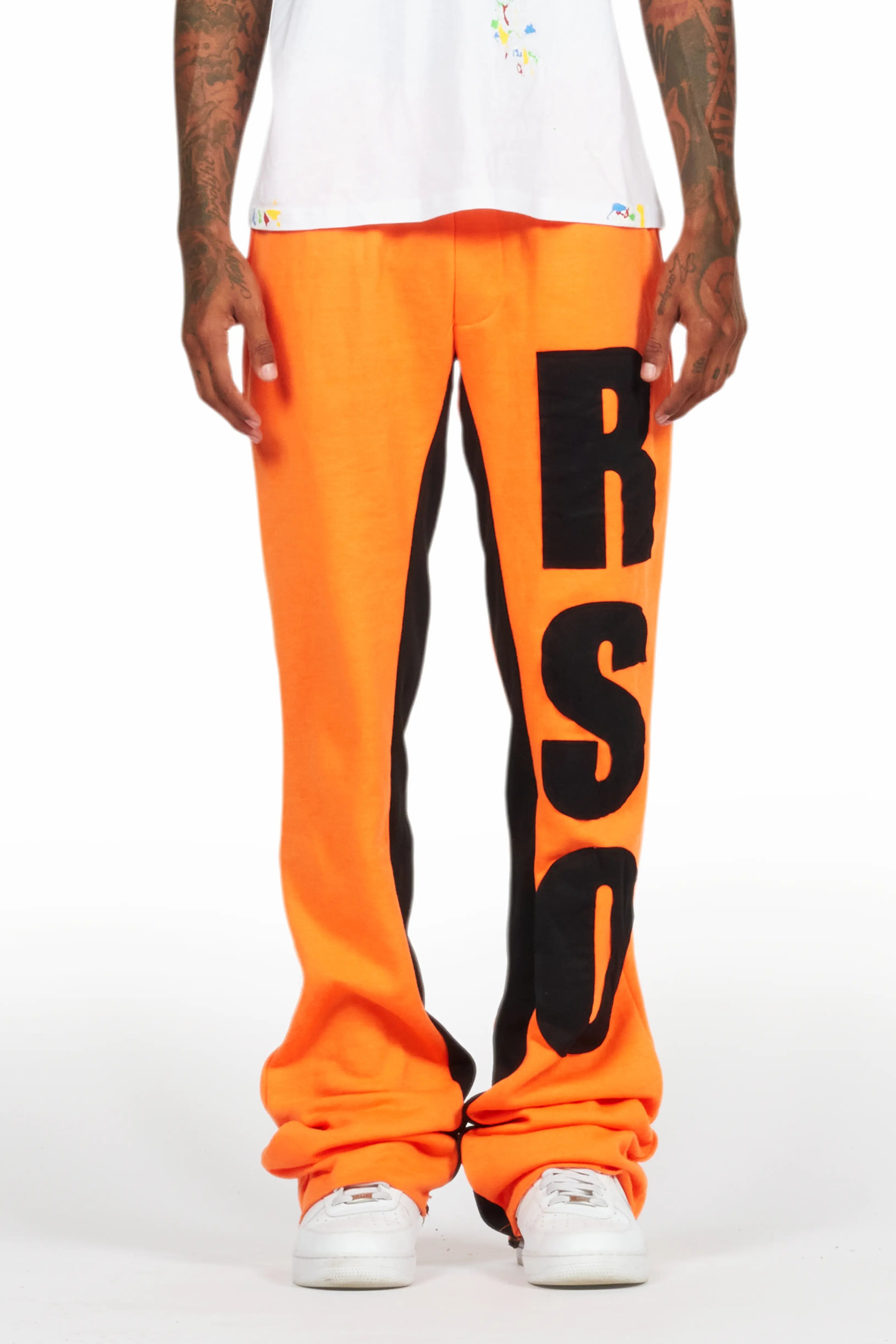 Layered JacketsUko Orange Stacked Baggy Track Pant