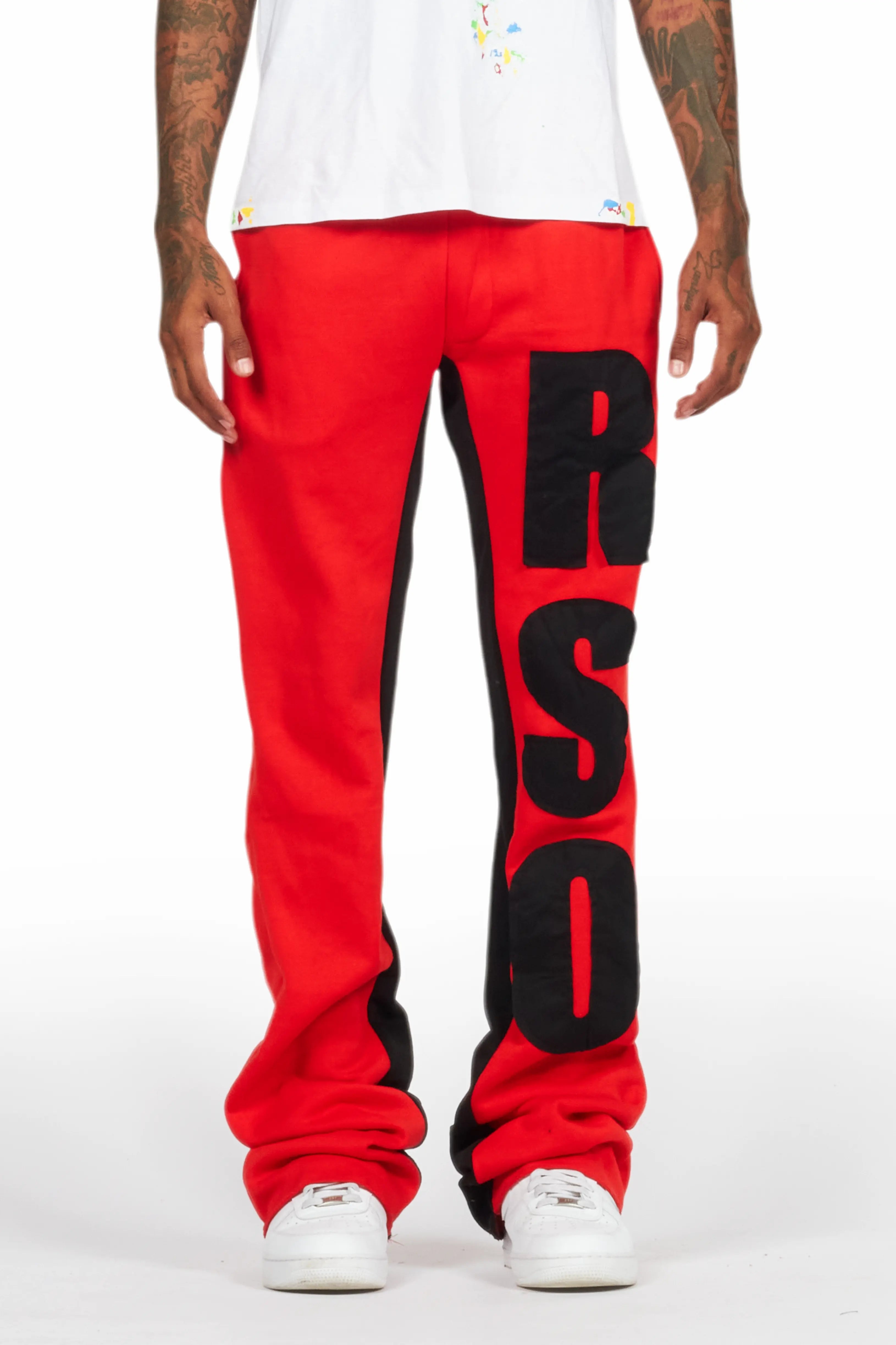 Bomber JacketsUko Red Stacked Baggy Track Pant