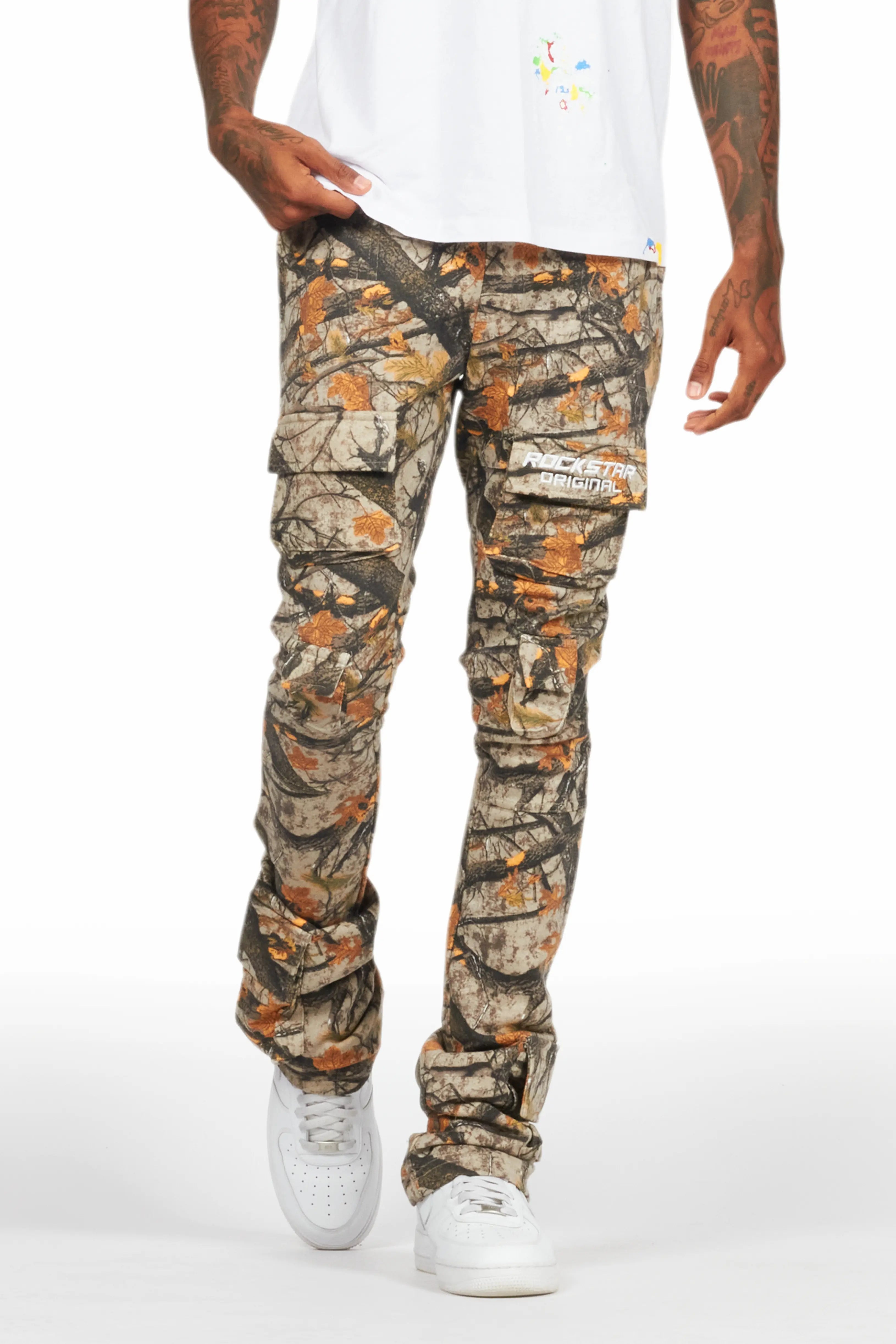 Pocketed JacketsConnor Tree Camo Stacked Flare Track Pant