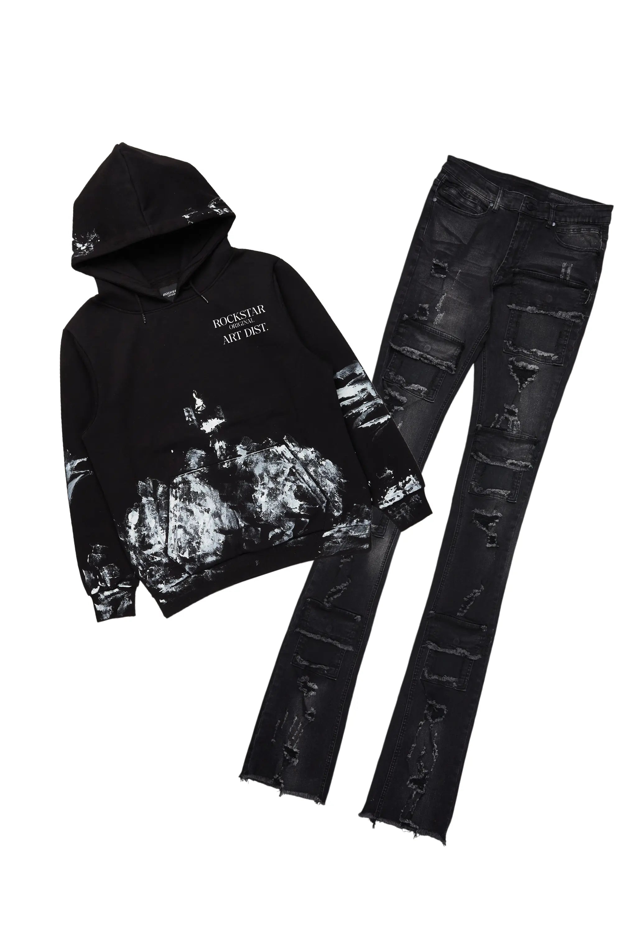 Trench CoatsFilip Black Hoodie & Pooja Super Stacked Flare Jean Bundle