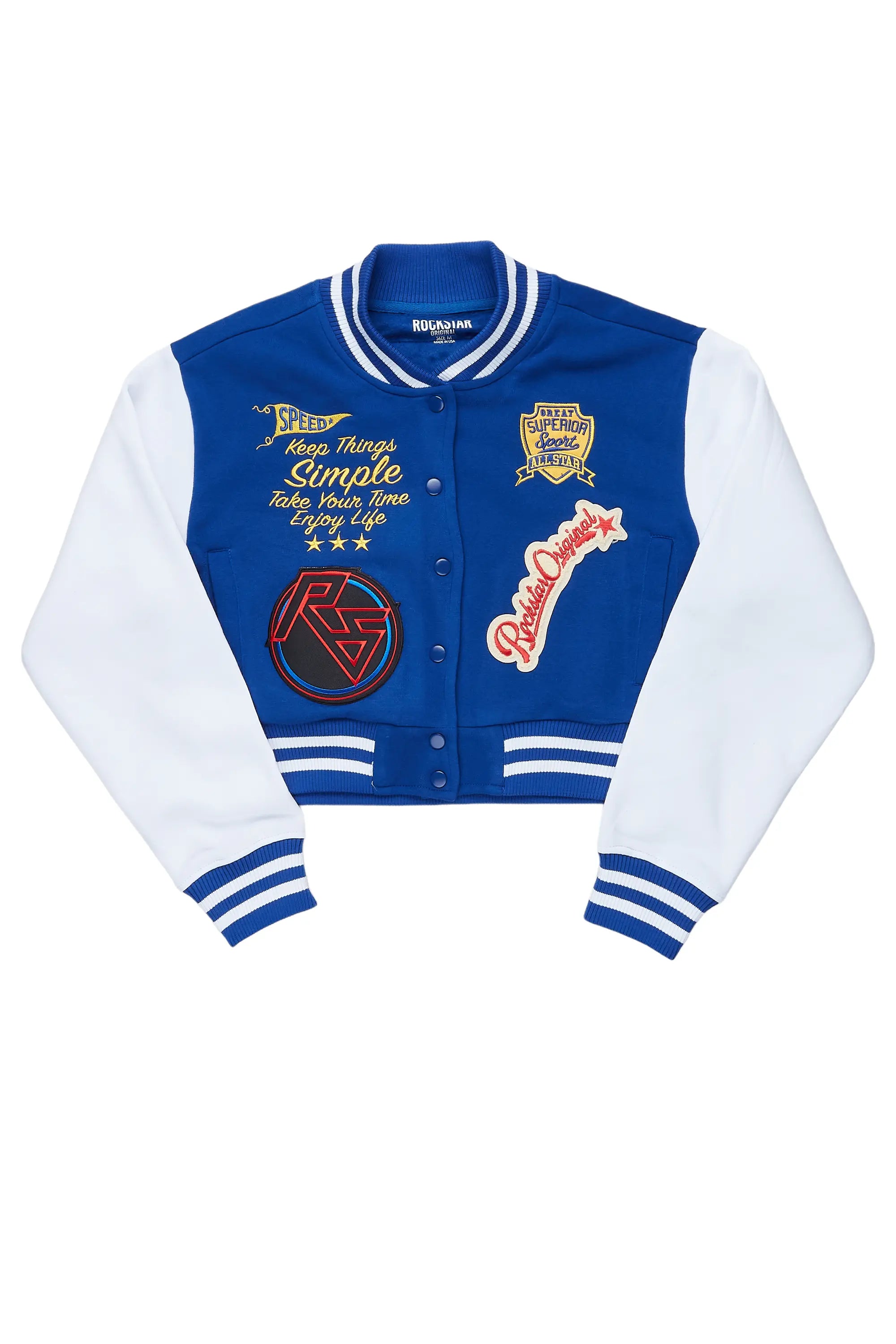 Hip-Hop JacketsDria Royal Blue Varsity Jacket