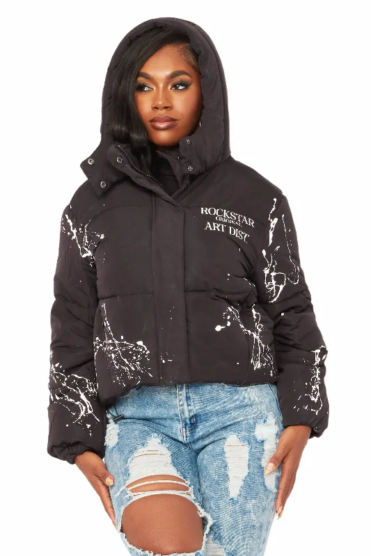 Button-Up JacketsKeira Black Drippy Puffer Jacket