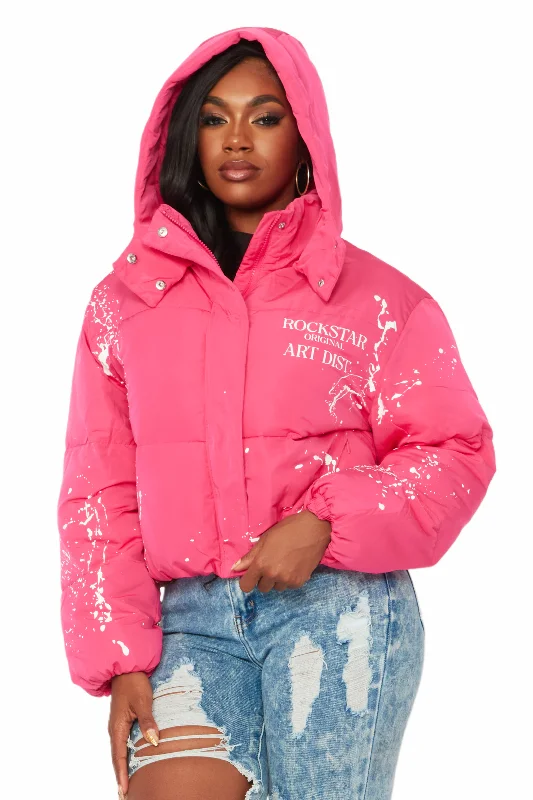 Casual JacketsKeira Fuchsia Drippy Puffer Jacket