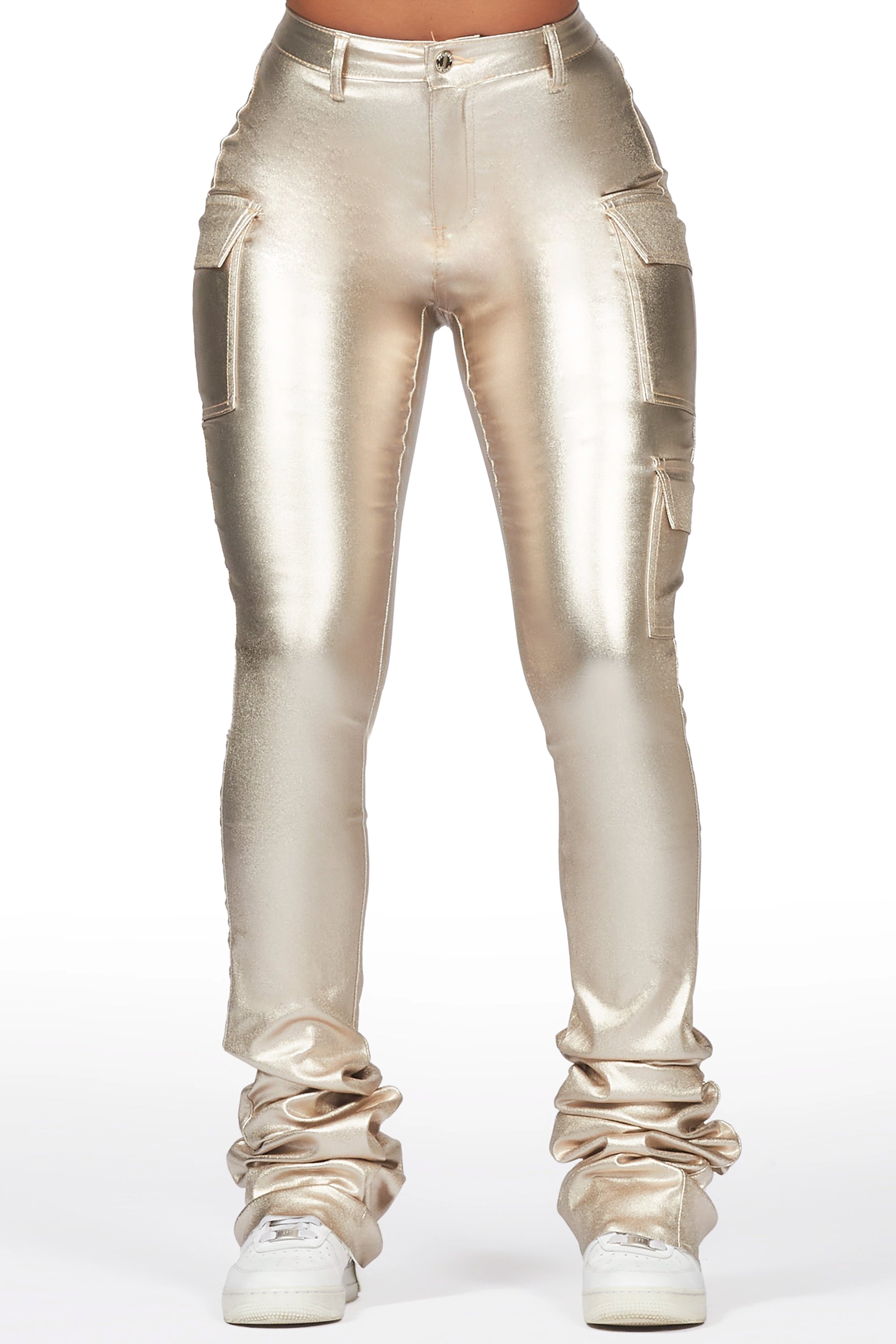 Ruffled JacketsVixen Metallic Gold Cargo Super Stacked Pant