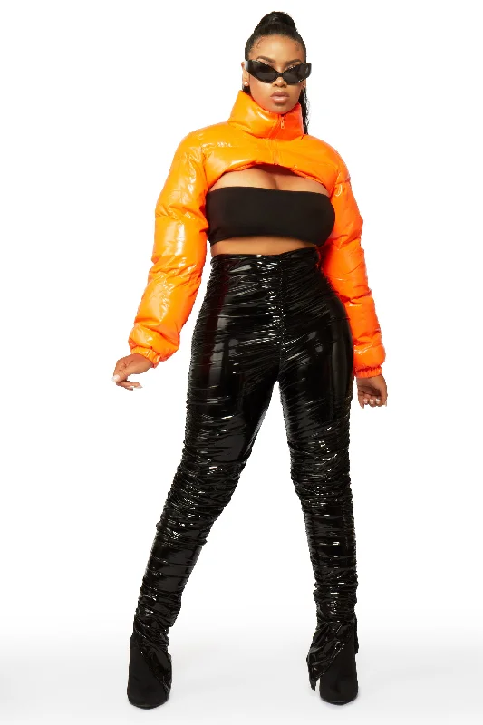 Waterproof JacketsCyprus Orange Latex Puffer Jacket