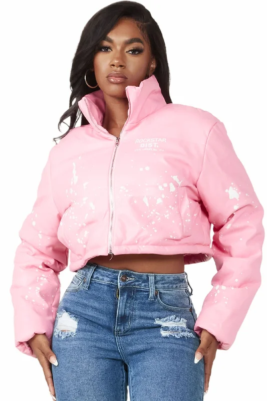 Pea CoatsToni Pink Art Dept. Puffer Jacket