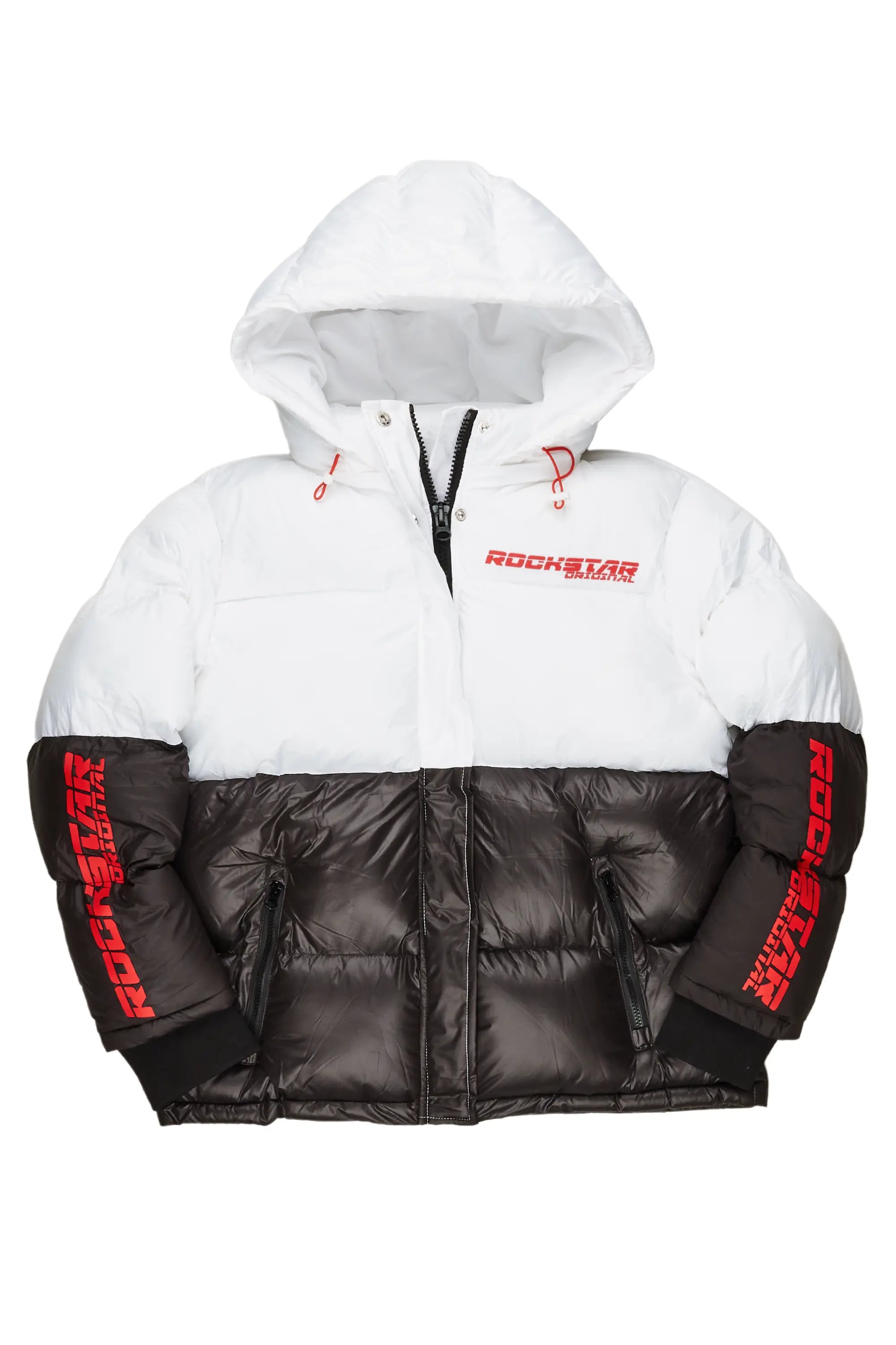 Wool JacketsJennay White/Black Puffer Jacket