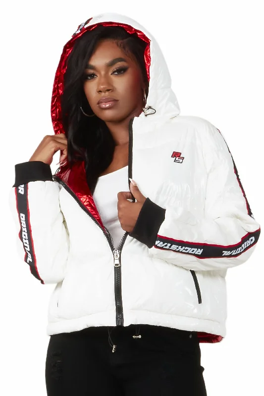 Beaded JacketsJackey White Puffer Jacket