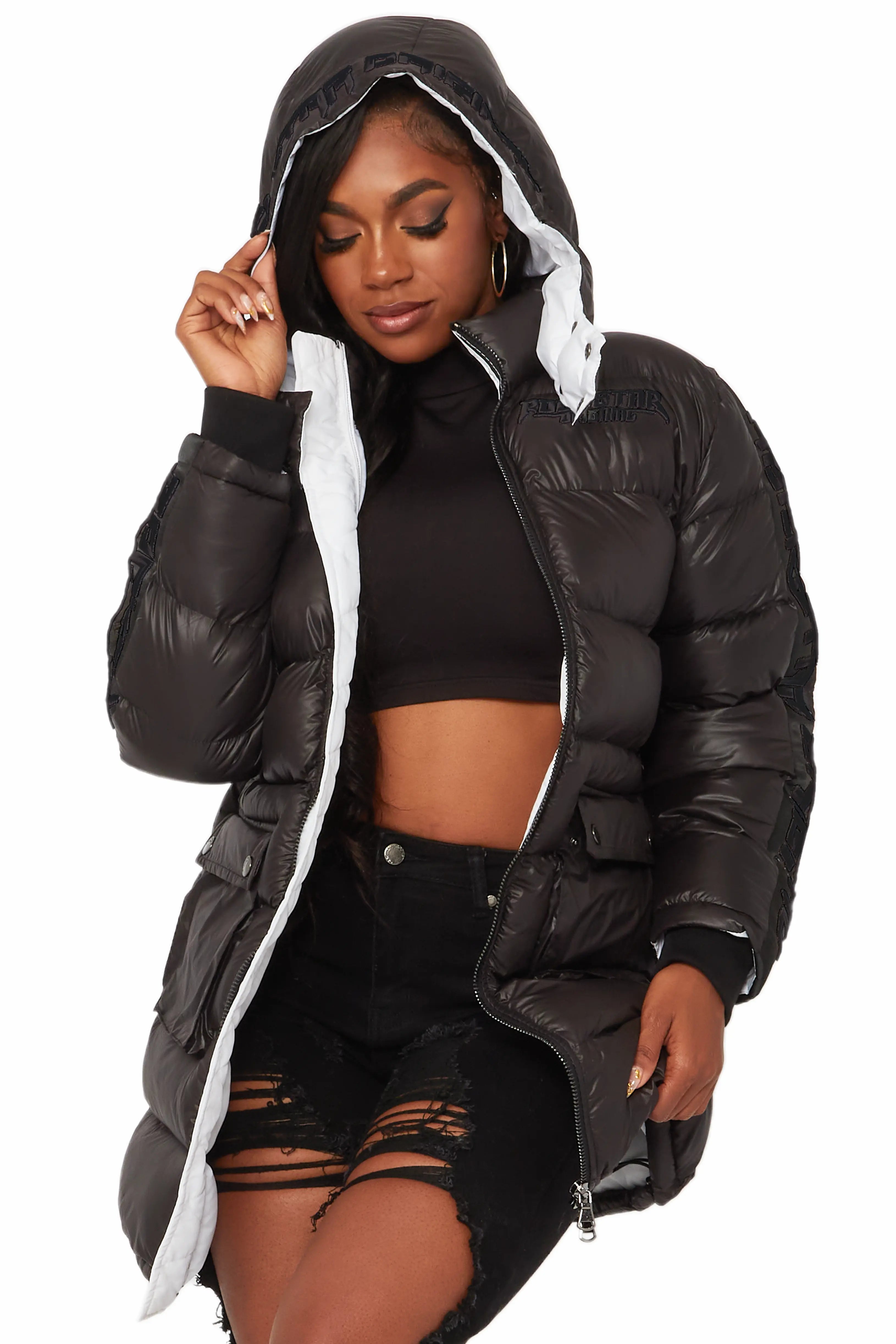 Retro JacketsNikita Black/Black Long Puffer Jacket