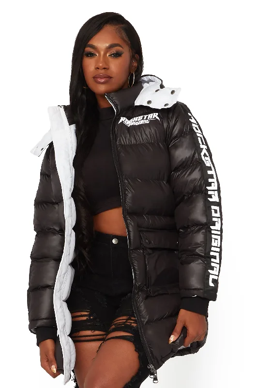 Lace-Up JacketsNikita Black Long Puffer Jacket