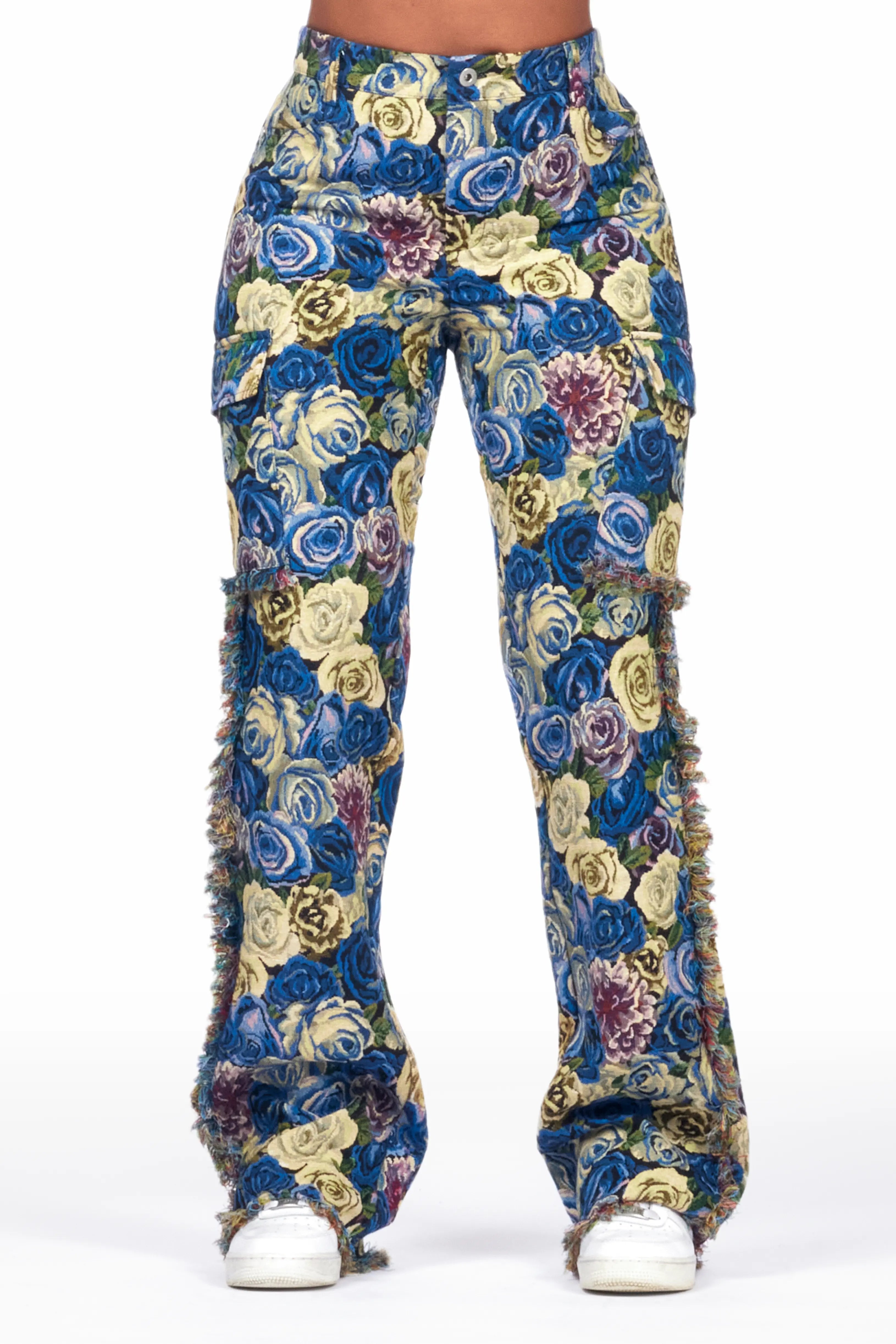 Track JacketsDarresha Blue Floral Tapestry Stacked Pant