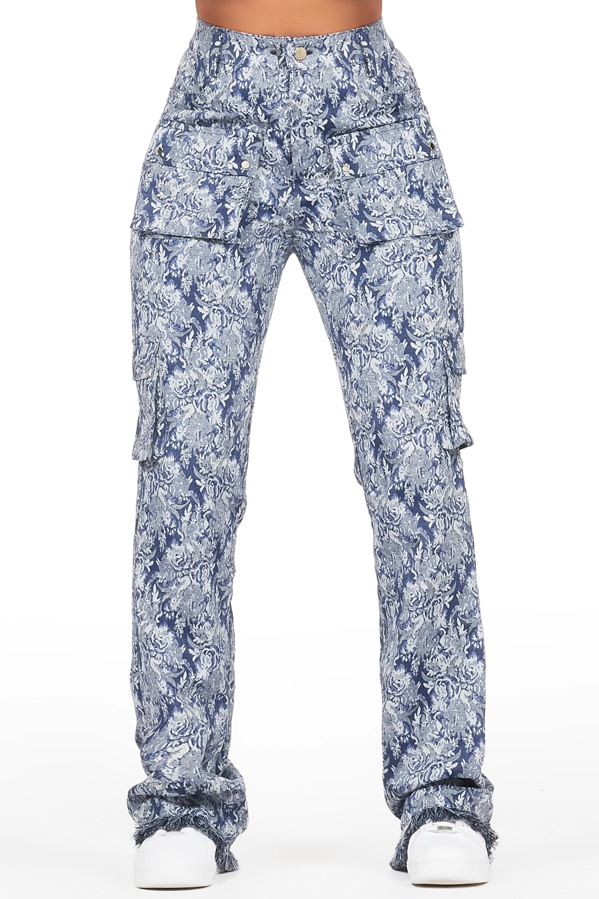 Hiking JacketsViviane Blue Floral Tapestry Stacked Pant