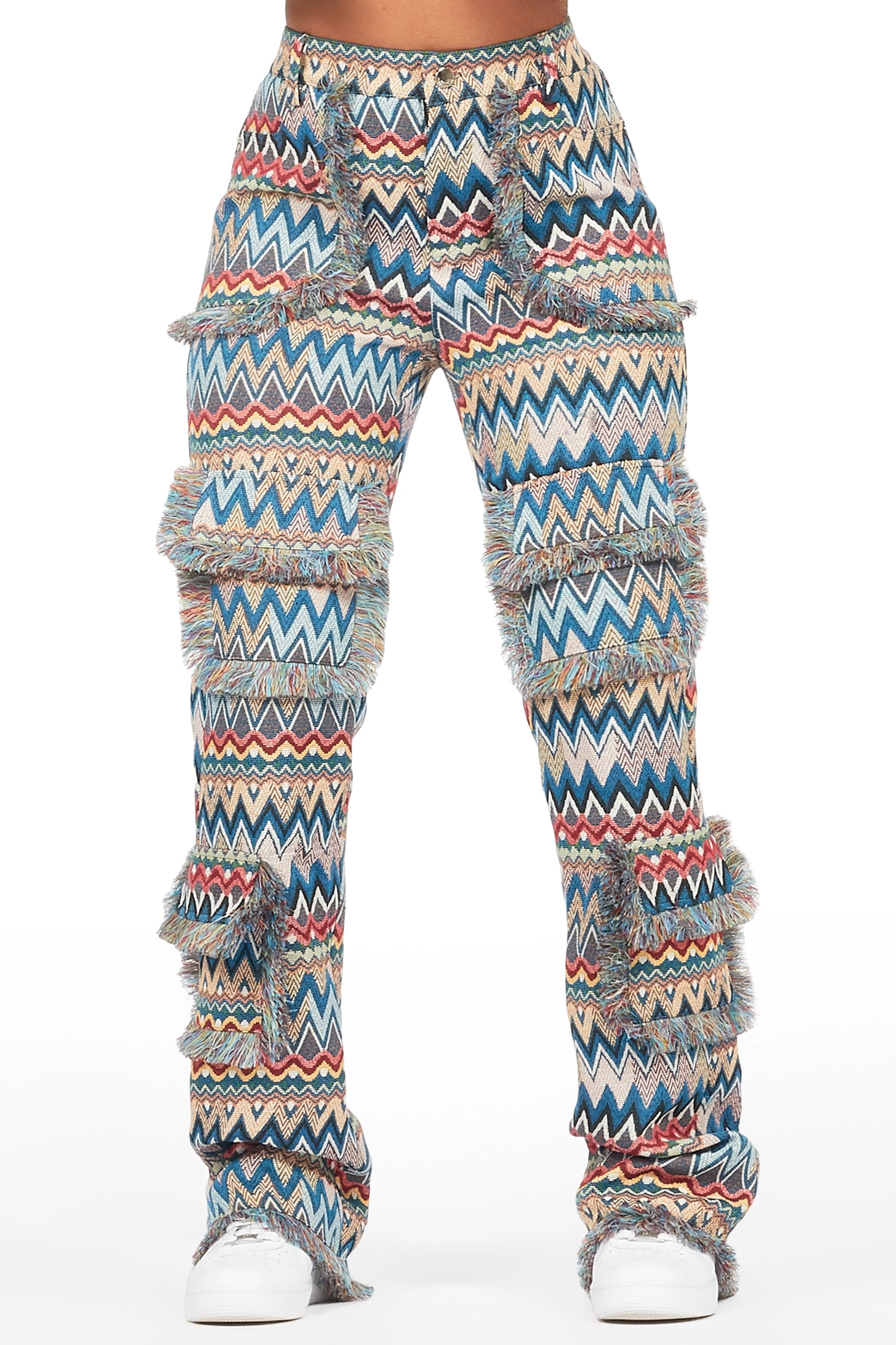 Nylon JacketsMikaia Blue Tapestry Stacked Pant