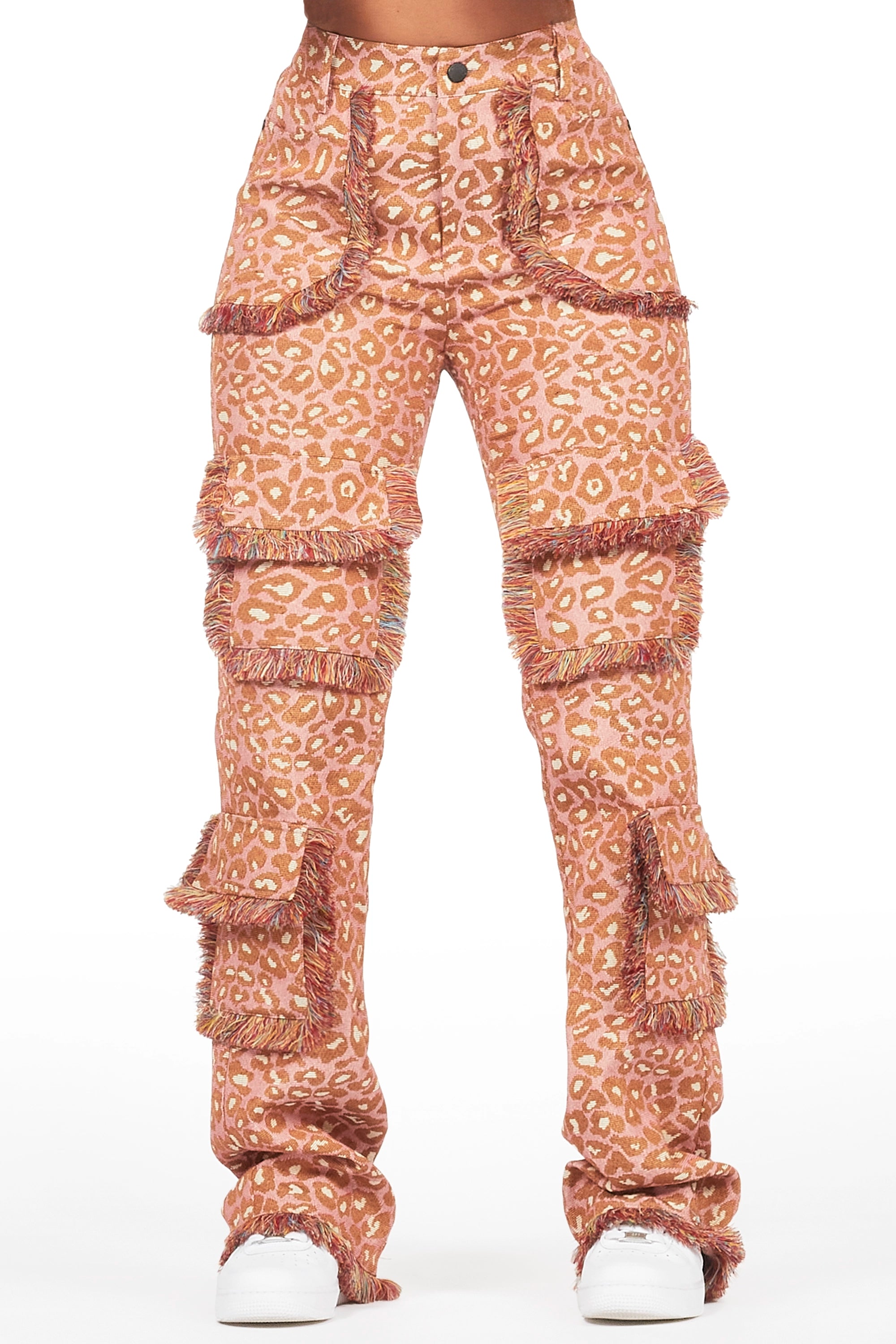 Polyester JacketsJelissa Pink Cheetah Tapestry Stacked Pant