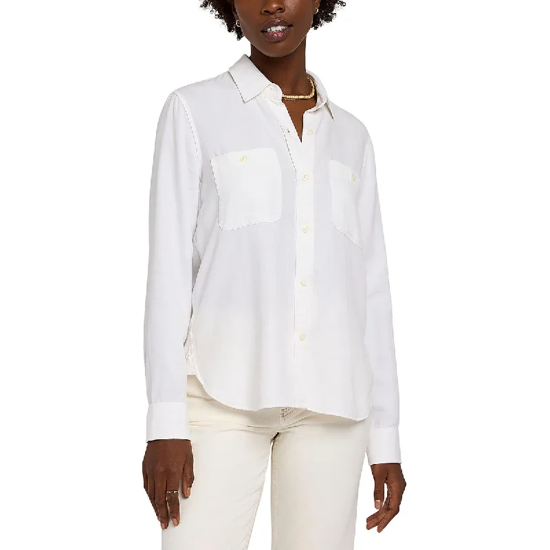 Womens Office Slub Button-Down TopReflective strip design