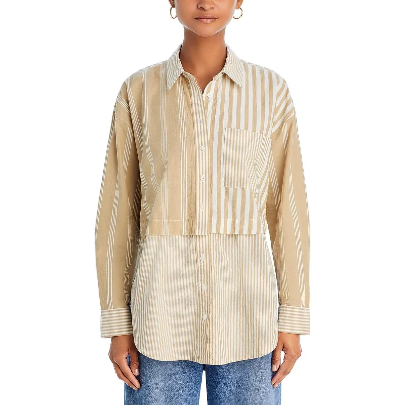 Madewell Womens Colorblock Cotton Button-Down TopTear-resistant fabric