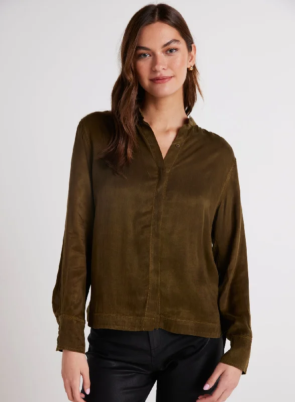 Mandarin Collar Button Down-MahoganyDown volume