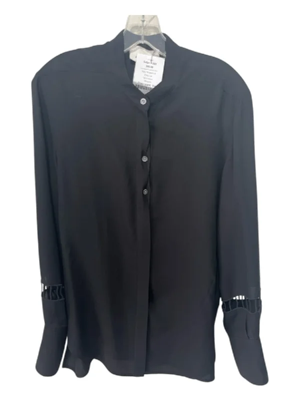 Phillip Lim Size 4 Black Viscose Button Down Sleeve Detail TopThree-layer structure