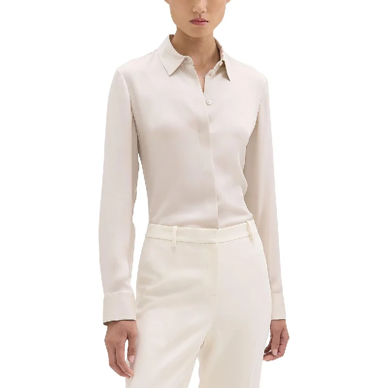 Theory Womens Fitted Collared Button-Down TopBreathable fabric