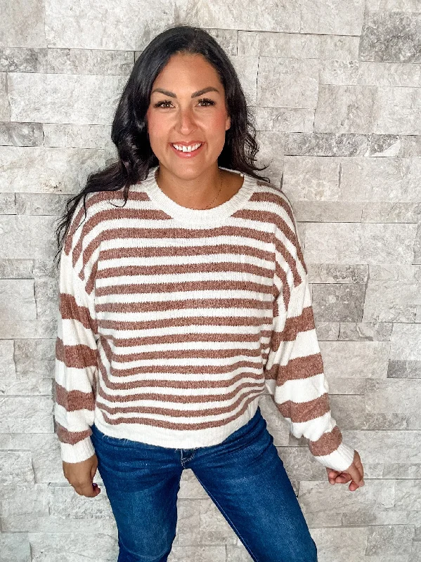 Silk Knit TopsBetter Together Sweater in Ivory/Rust (S-XL)