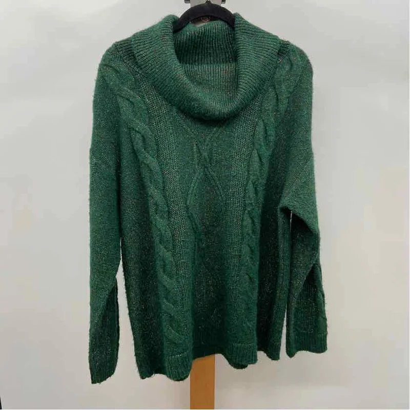 Sheer Knit TopsCharter Club Women's Size XL Green Cable Knit Sweater