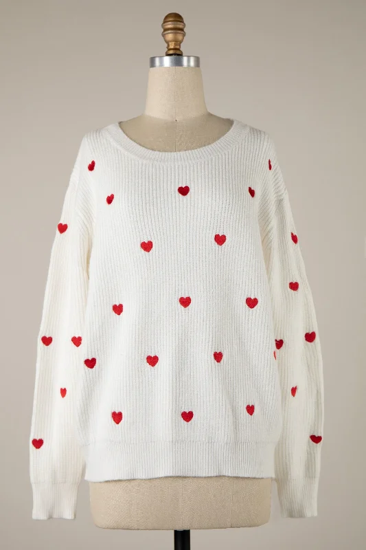 Fitted Knit TopsCozy Heart Sweater