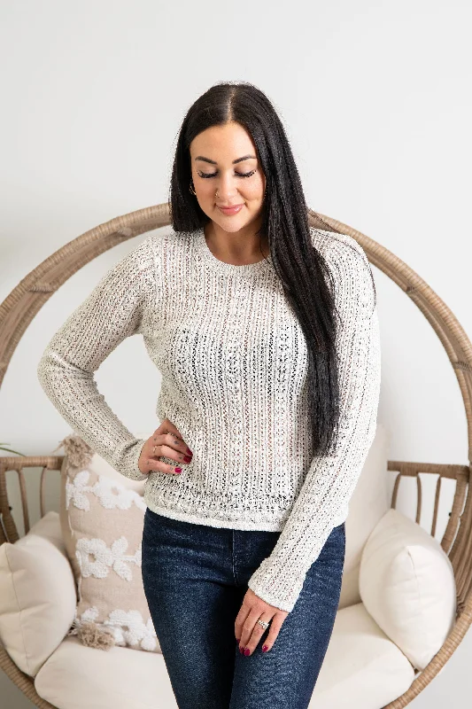 Button-Up Knit Tops{ DEX } Crochet Shimmer Sweater