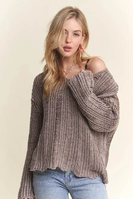 Metallic Knit TopsMINERAL WASHED SWEATER