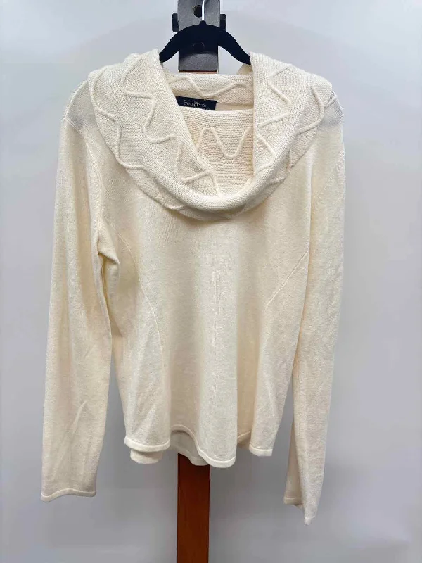 Lace Knit TopsEvan-Picone Women's Size L Cream Wavy Sweater