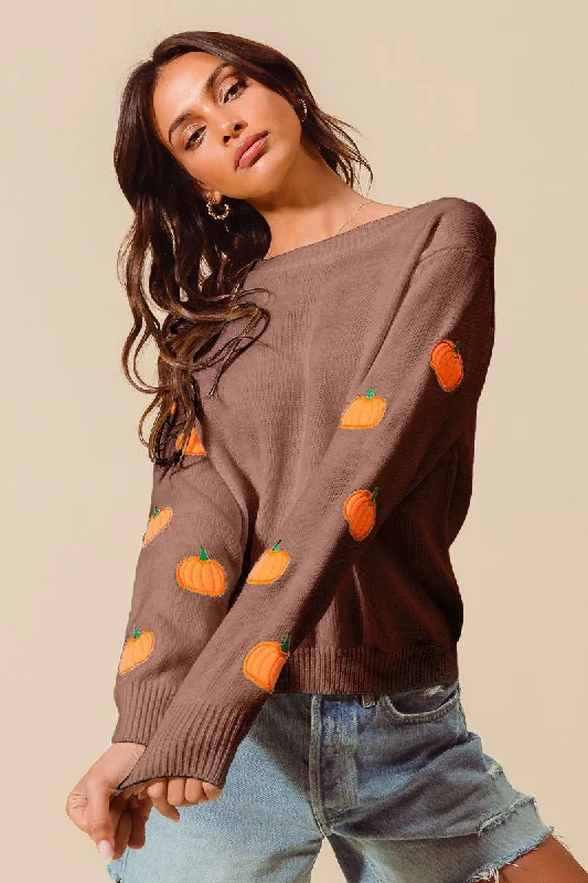 Fall Knit TopsHALLOWEEN PUMPKIN SWEATER TOP