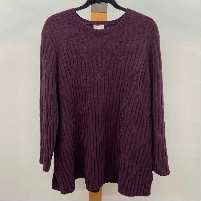 Cropped Knit TopsJJill Women's Size 2X Purple Textured Sweater