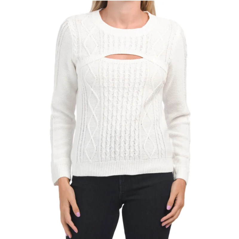 Linen Knit TopsKaily K Women's Cut Out Soft Cotton Blend Cable Knit Sweater