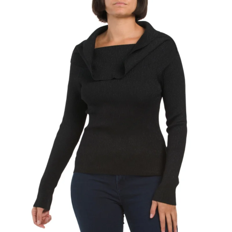 Layered Knit TopsMARLED Women's Lurex Rib Knit Marilyn Neck Pull Over Sweater