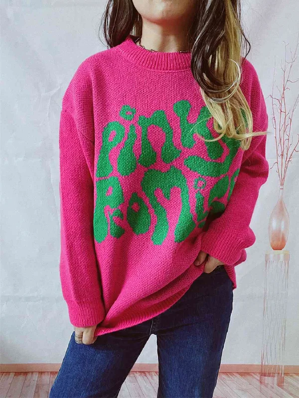 Thermal Knit TopsHazel Blues® |  PINKY PROMISE Graphic Sweater