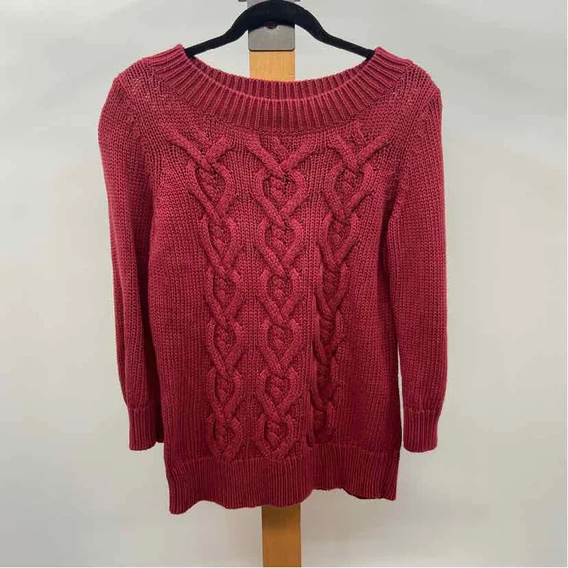 Sheer Knit TopsTalbots Women's Size M Red Cable Knit Sweater